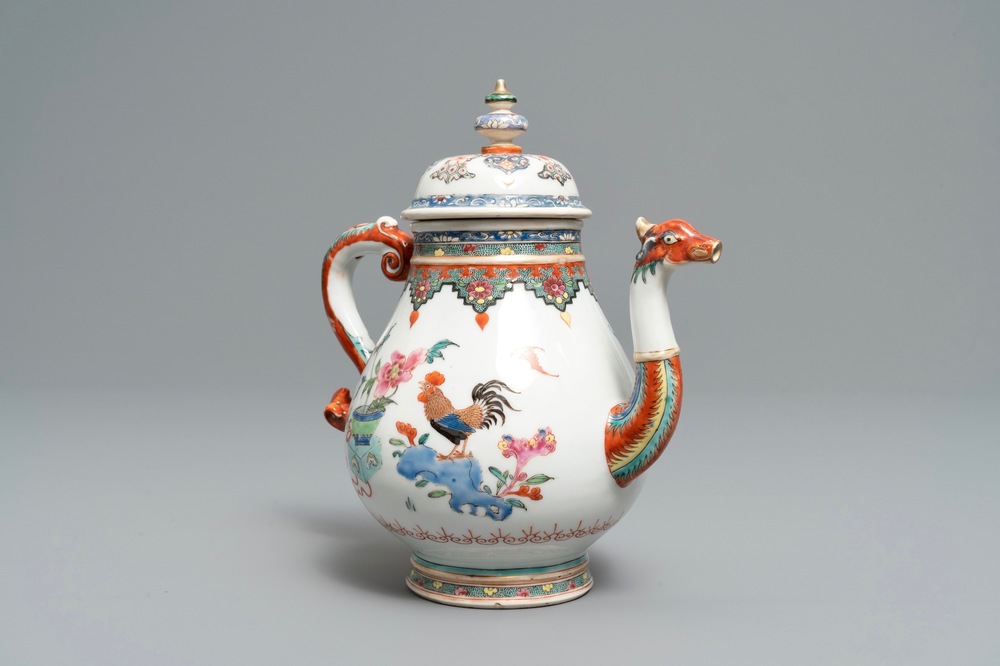 A Chinese famille rose teapot with phoenix-shaped spout, Qianlong