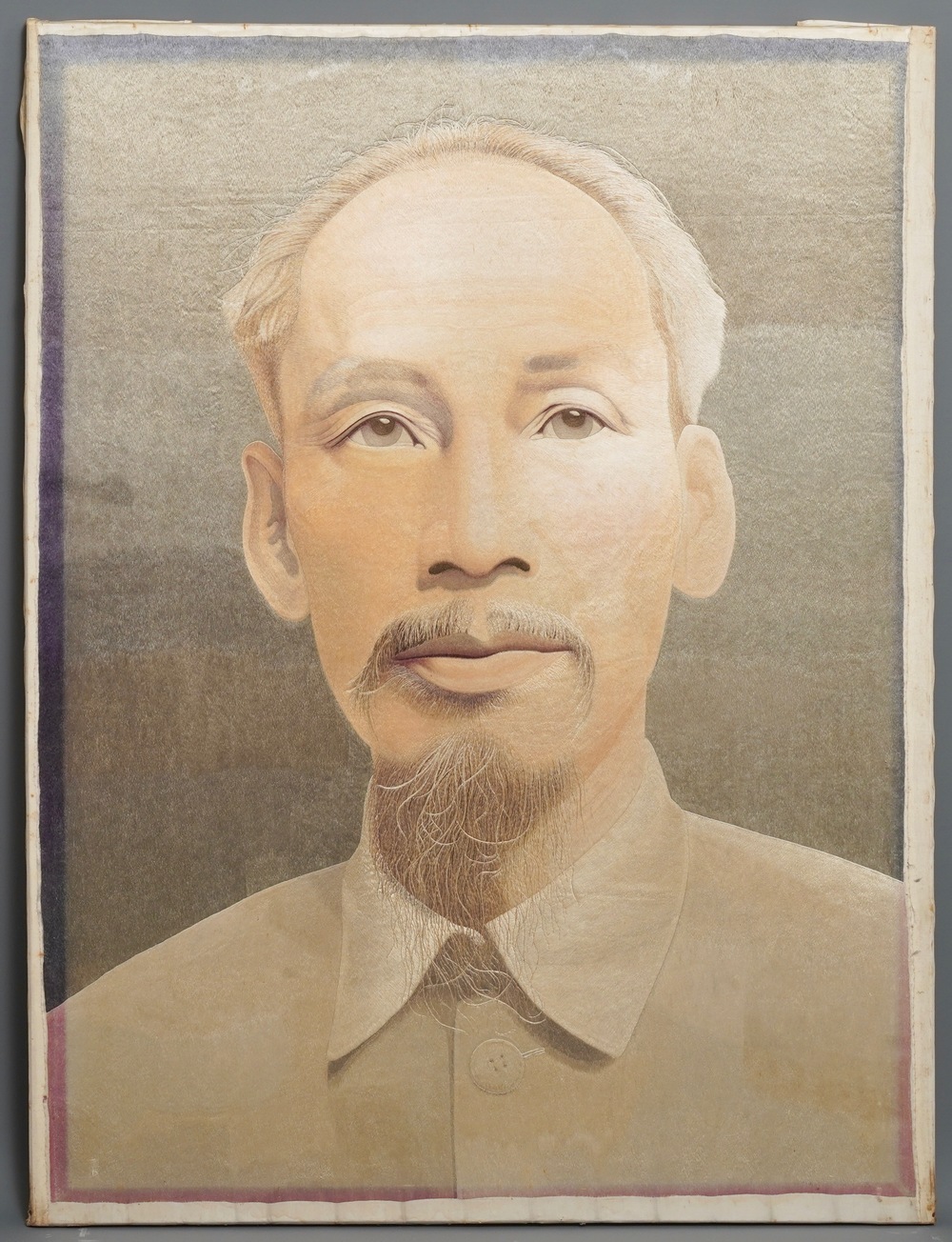 Vietnamese school, Nha Trang, 20th C.: an embroidered silk portrait of Ho Chi Minh