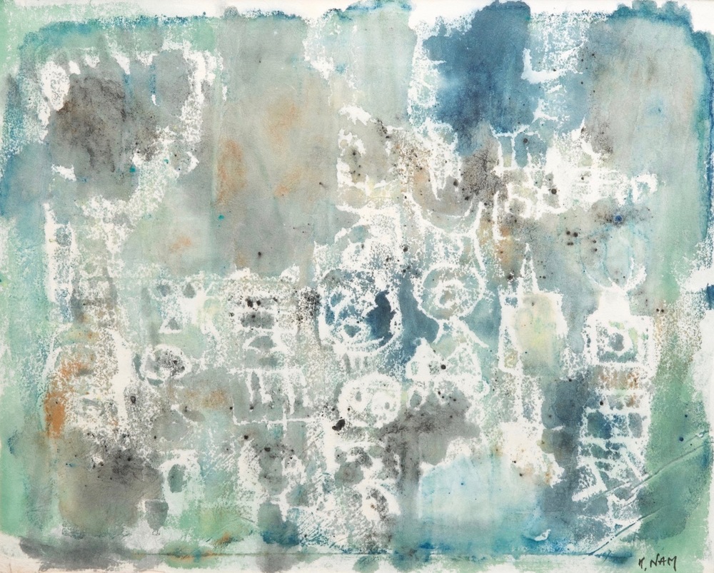 Nam Kwan (Cor&eacute;e, 1911-1990): Composition, aquarelle sur papier, dat&eacute;e 1974