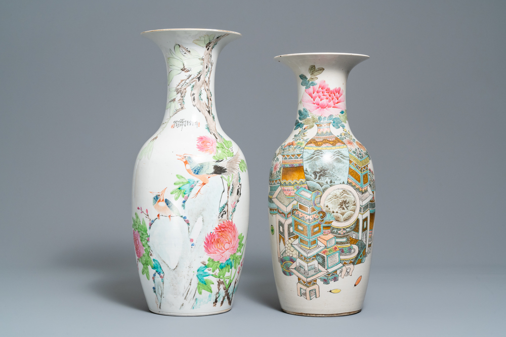 Two Chinese qianjiang cai vases, 19/20th C.