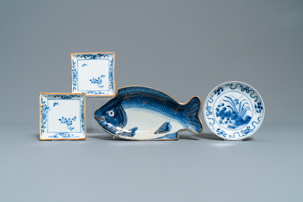 Four Japanese blue and white dishes, Edo, 17/18th C.