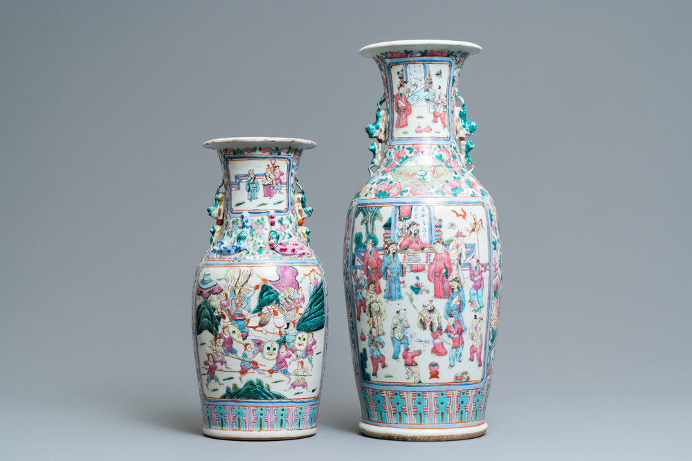 Two Chinese famille rose vases, 19th C.