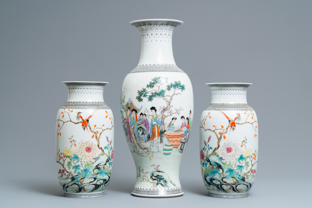 Drie Chinese famille rose vazen, Republiek