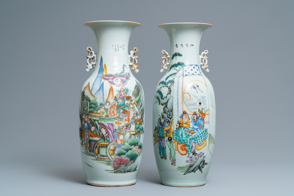 Two Chinese famille rose vases, 19/20th C.