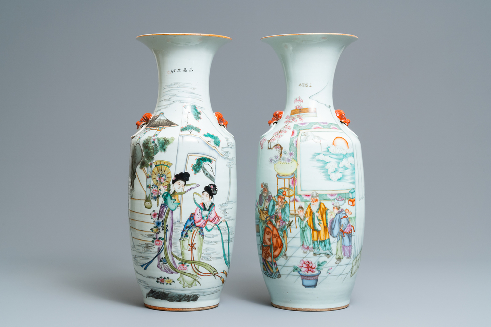 Two Chinese famille rose vases, 19/20th C.