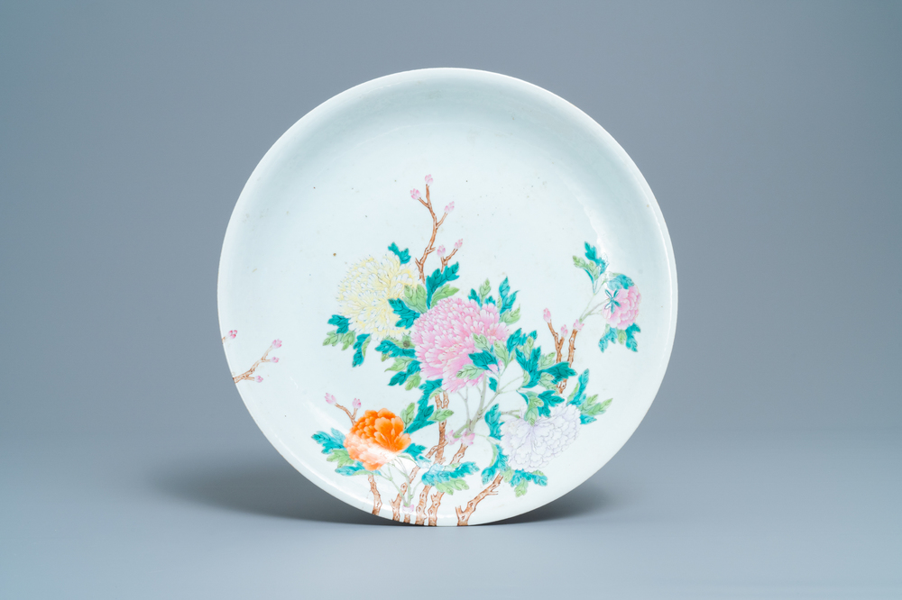 A Chinese famille rose 'peony' dish, Republic