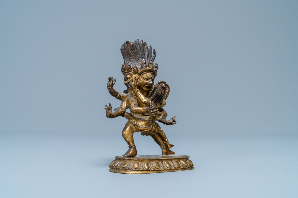 Une figure de Hayagriva en bronze dor&eacute;, Sino-Tibet, 18/19&egrave;me