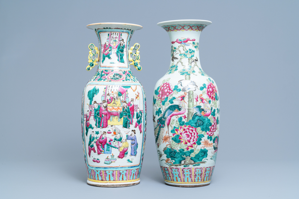 Two Chinese famille rose vases, 19th C.