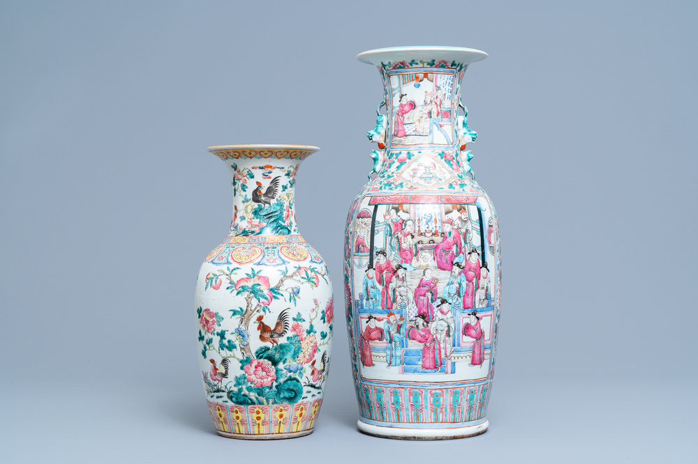 Two Chinese famille rose vases, 19th C.