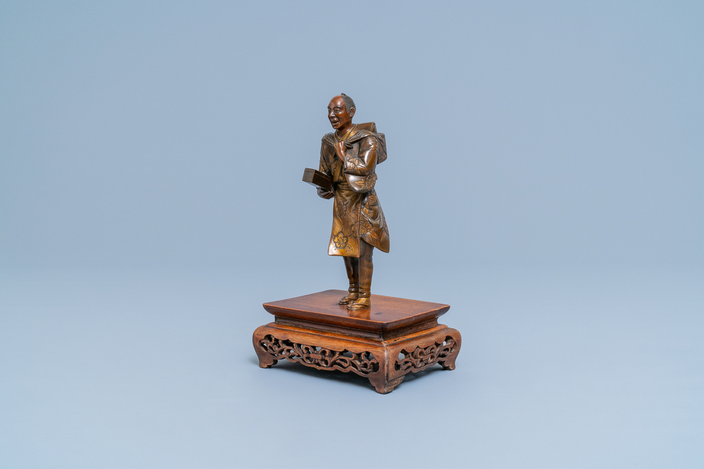 A Japanese bronze Miyao-style okimono, Meiji, 19th C.