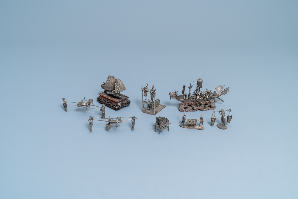 Une collection de miniatures en argent, Chine, 19&egrave;me