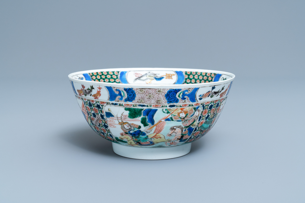 Un bol en porcelaine de Chine famille verte &agrave; d&eacute;cor de 'La romance de la chambre de l'ouest', Kangxi
