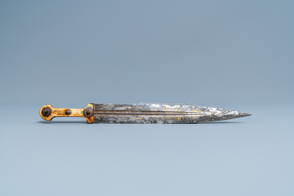 A 'kindjal' dagger with bone handle, Eastern Europe, 19th C.