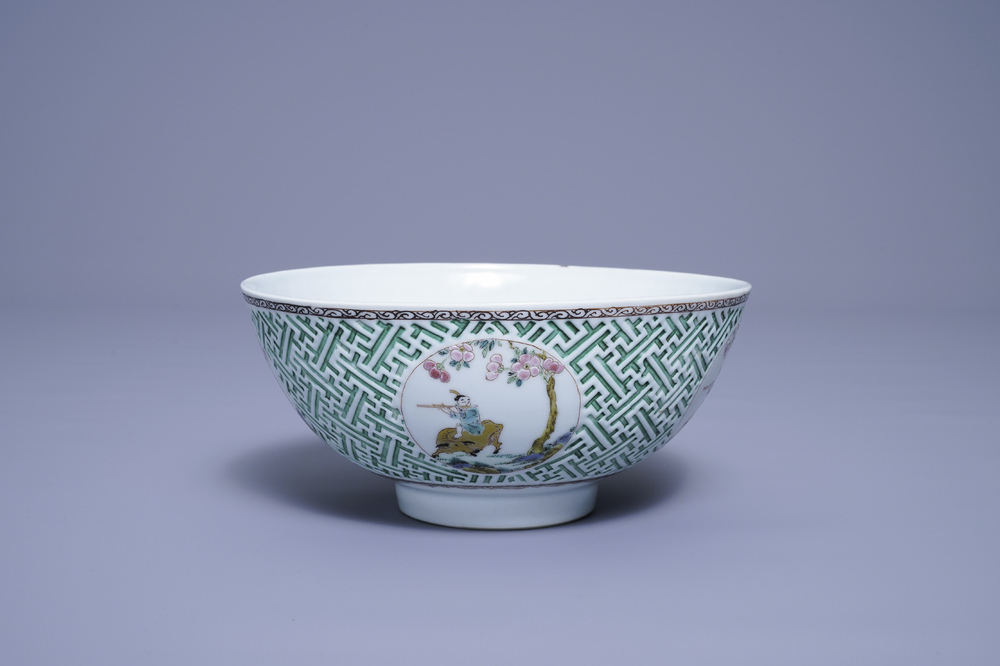 A Chinese famille rose relief-decorated bowl, Yongzheng