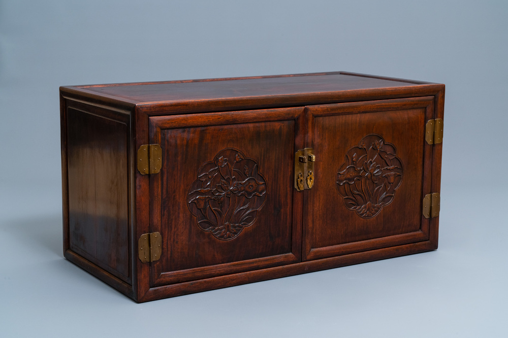 A low Chinese hongmu wooden two-door cupboard, Republic