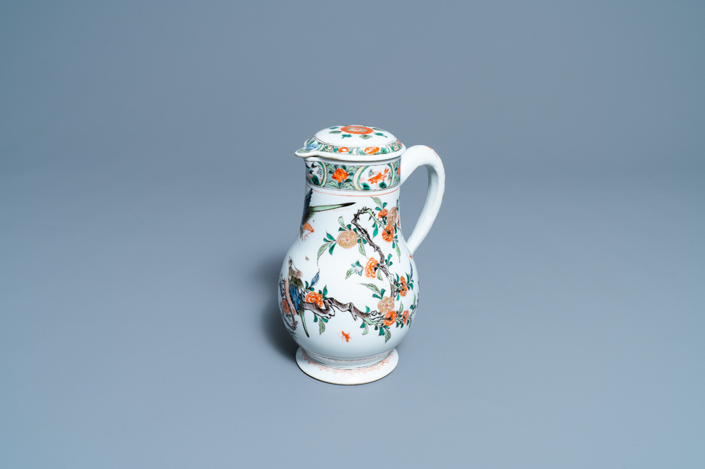 Een Chinese famille verte dekselkan, Kangxi