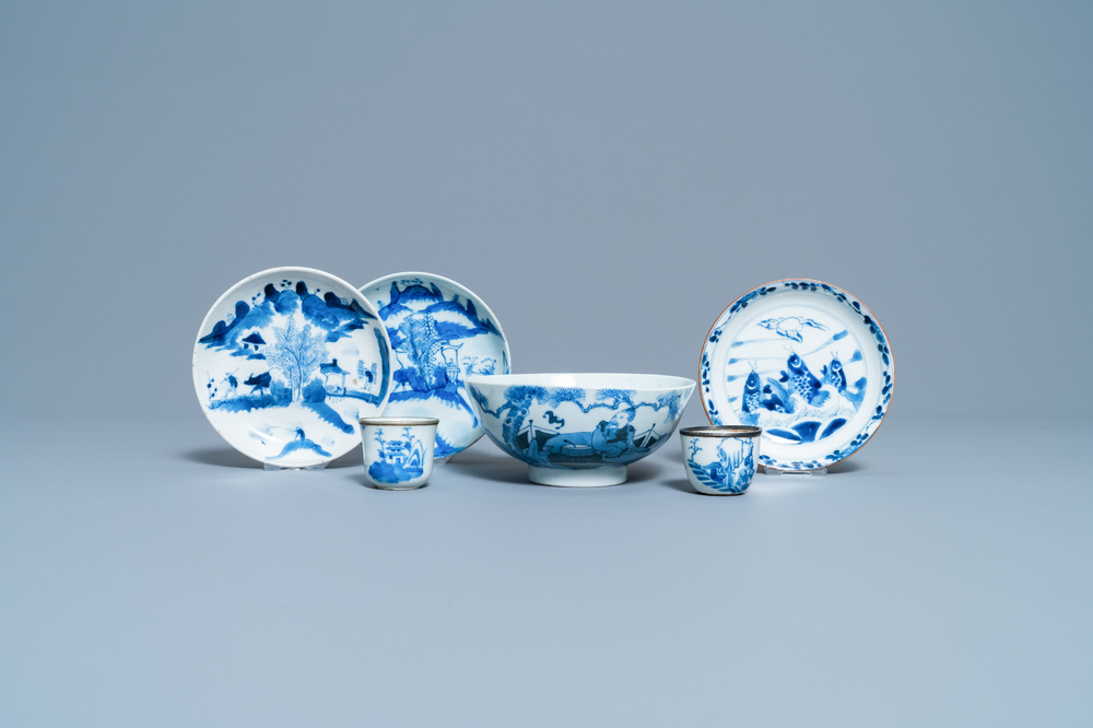 Six Chinese blue and white Vietnamese market 'Bleu de Hue' wares, 18/19th C.