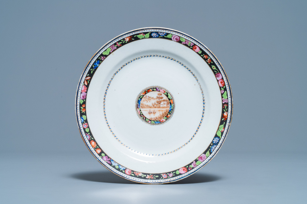 A Chinese famille rose plate for the Brazilian market, Qianlong