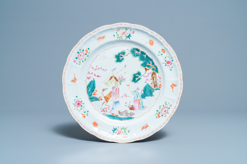 A Chinese famille rose 'Xiwangmu' dish, Qianlong