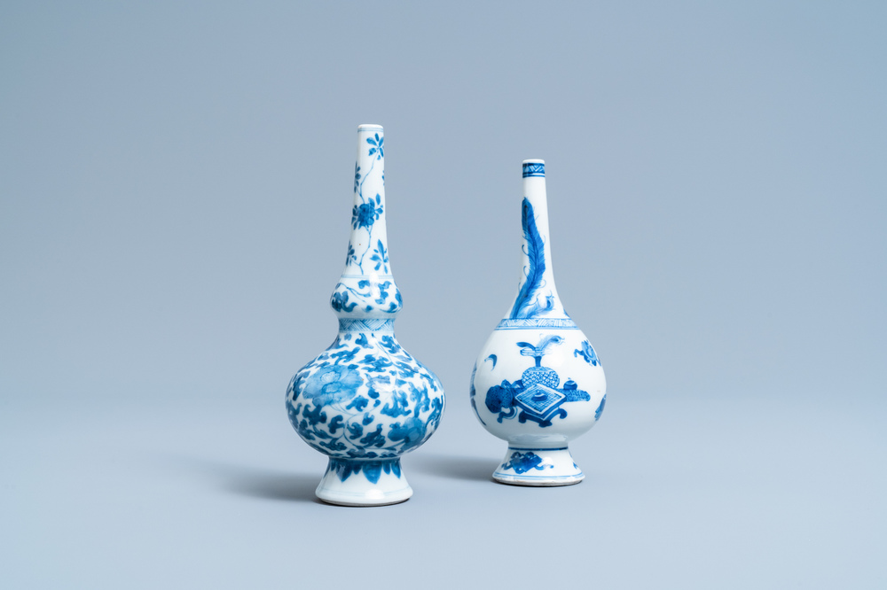 Two Chinese blue and white water sprinklers, Kangxi