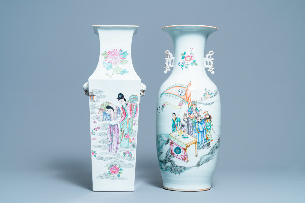 Twee Chinese famille rose vazen, 19/20e eeuw