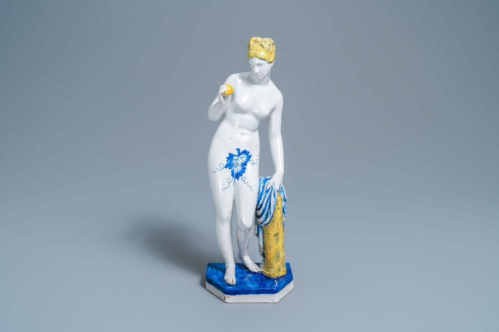 A large polychrome faience figure of Eve, Samson, Paris, 19th C.