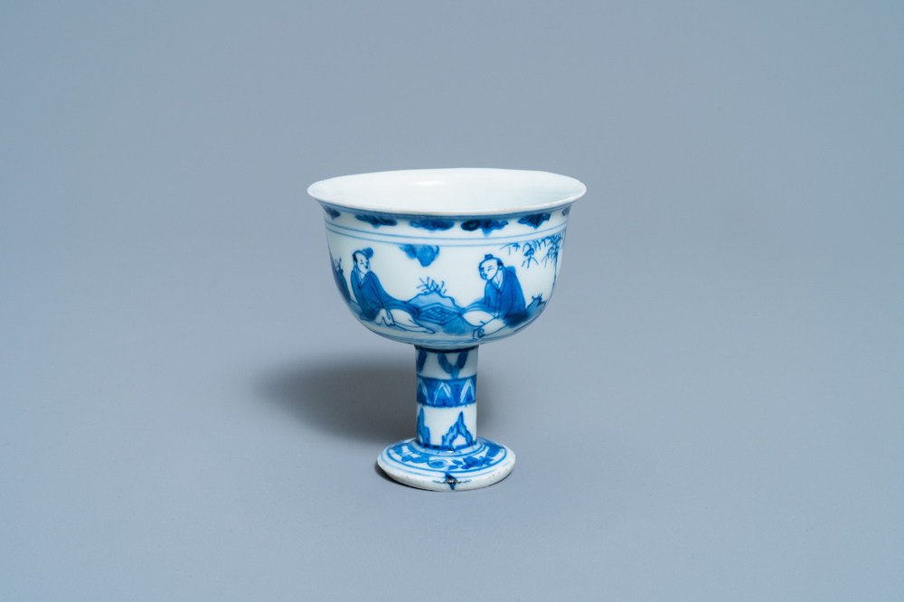 Een Chinese blauw-witte stem cup met go-spelers, Transitie periode