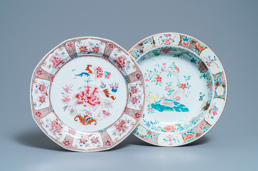 Two Chinese famille rose dishes, Yongzheng/Qianlong