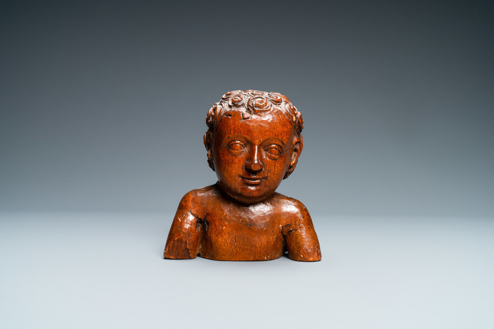 A wooden bust of the infant Jesus, Germany, 17th C.