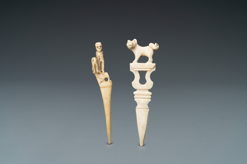 Two burins or engraving tools in ivory and bone, 16th and 19th C.