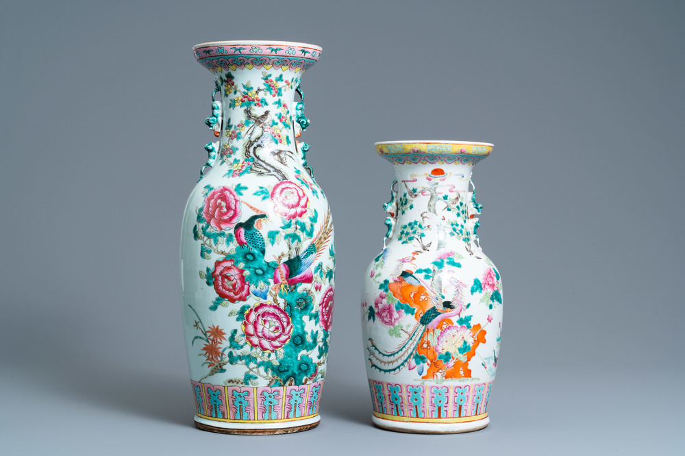 Two Chinese famille rose vases, 19th C.