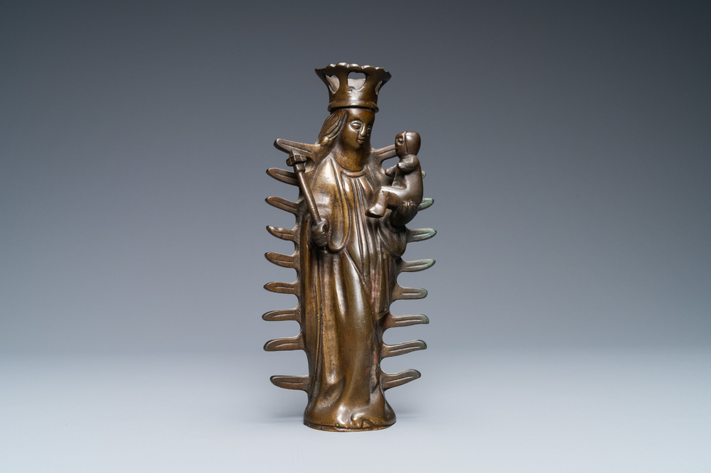 A bronze Madonna with child luster ornament, Flanders, 16th C.