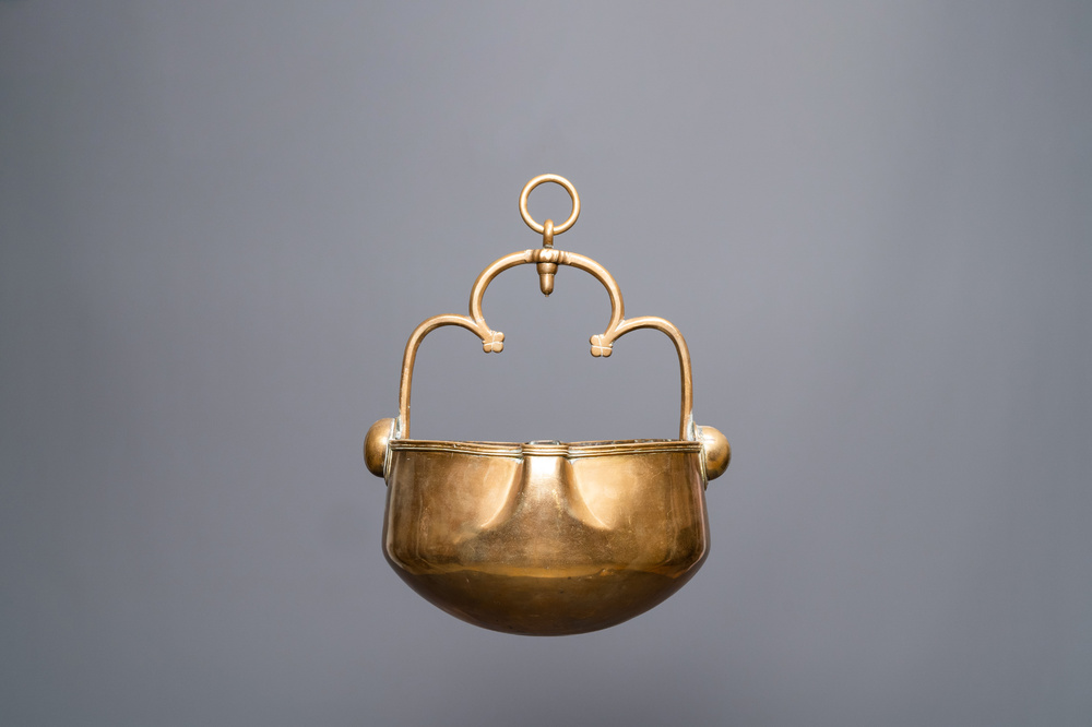 A copper 'lavabo' water bowl, Flanders, 15th C.