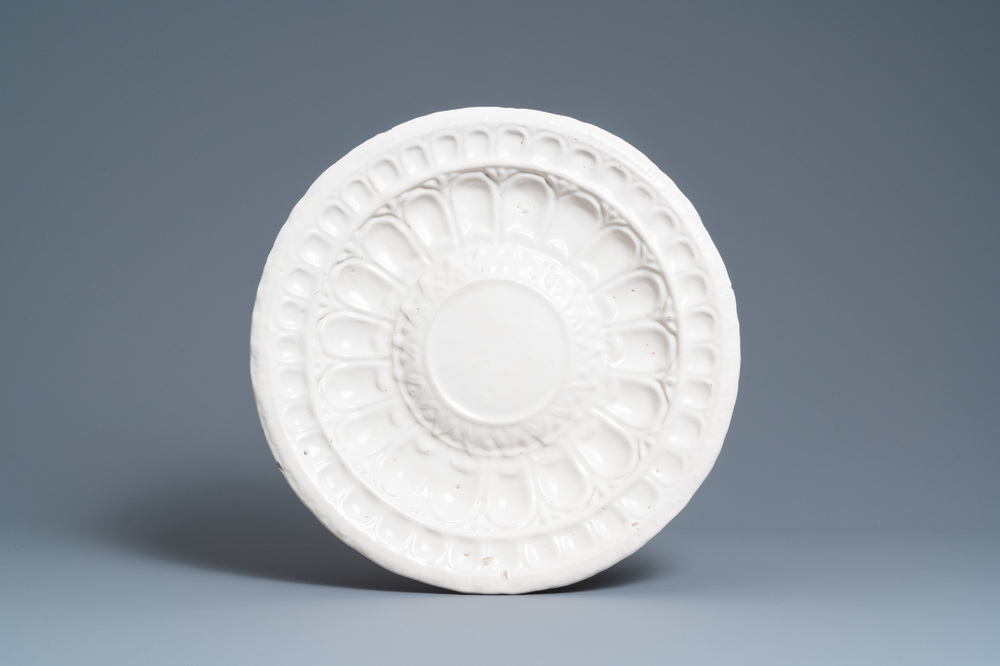 A large monochrome white lobed dish, Saint Jean du D&eacute;sert or Marseille, France, 17th C.