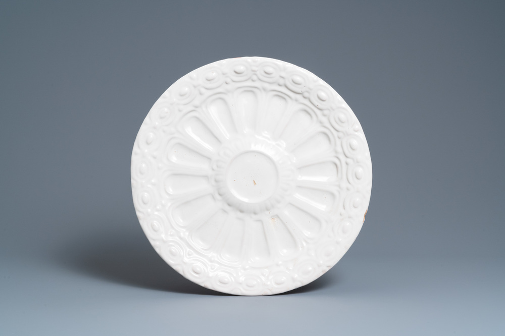 A large monochrome white lobed dish, Saint Jean du D&eacute;sert or Marseille, France, 17th C.