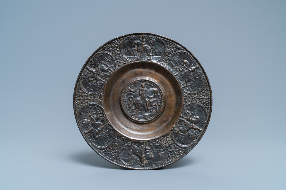 A German bronze commemorative dish for the Holy Roman Emperor Ferdinand III, Nuremberg, 17th C.
