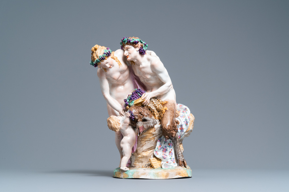 A large 'Bacchus' group, Meissen-style porcelain, late 19th C.