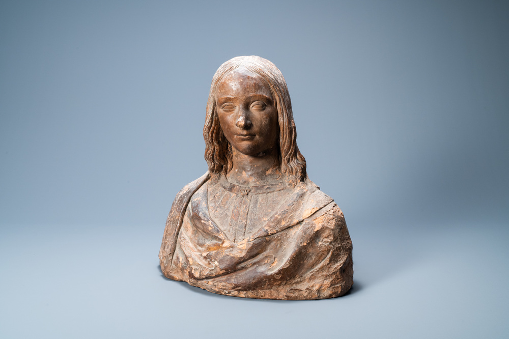 Italian school, surrounding or follower of Agnolo di Polo de&rsquo; Vetri (1470 - 1528), a terracotta bust, 16th C.: The young Christ or Cristo Giovinetto