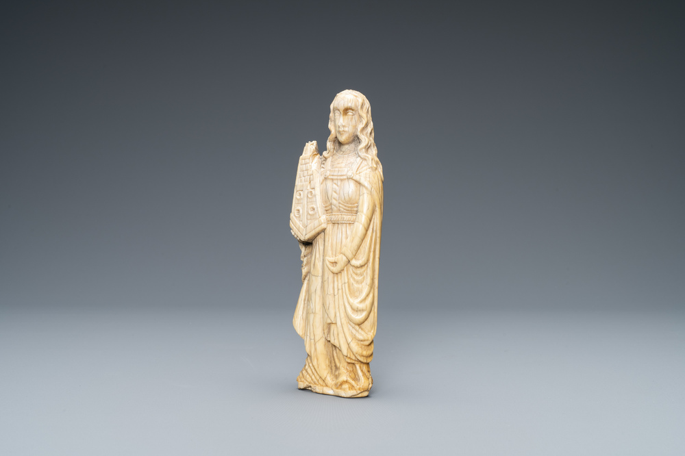 An ivory figure of Saint Barbara, 19th C.