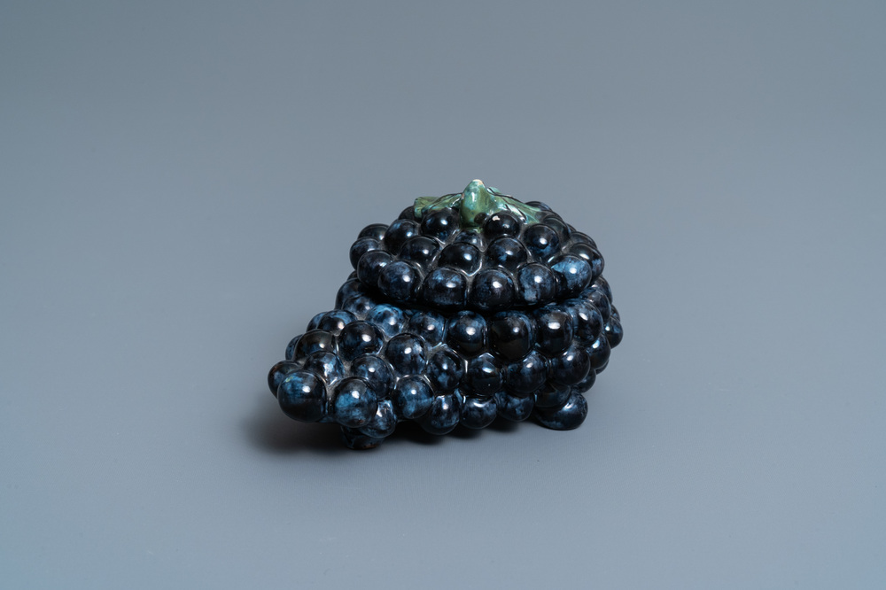A polychrome Dutch Delft 'grape' tureen and cover, ca. 1800