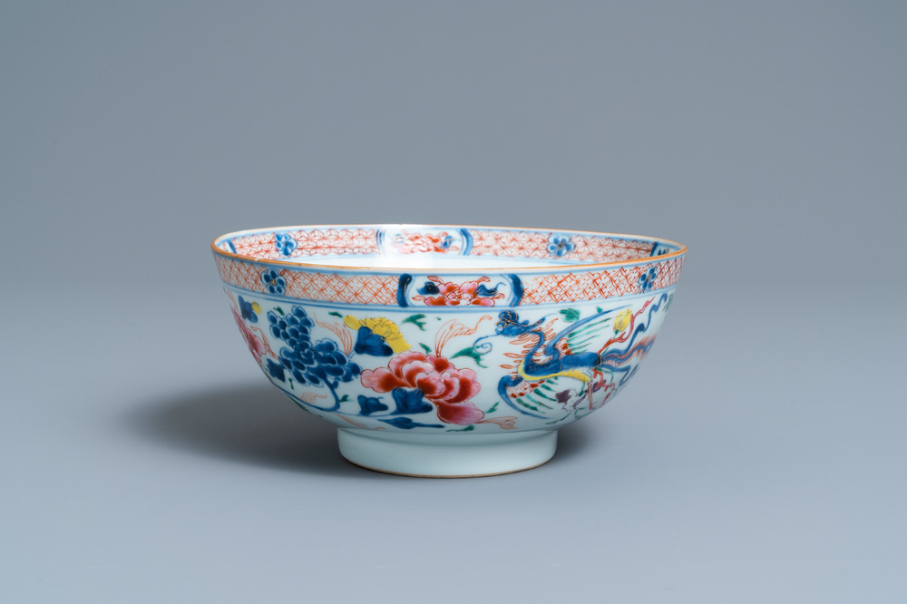 A Chinese famille rose 'phoenixes' bowl, Qianlong