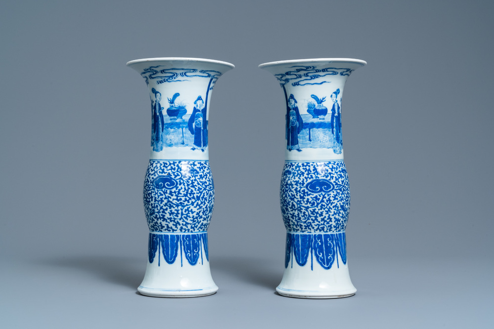 A pair of Chinese blue and white vases, Guangxu