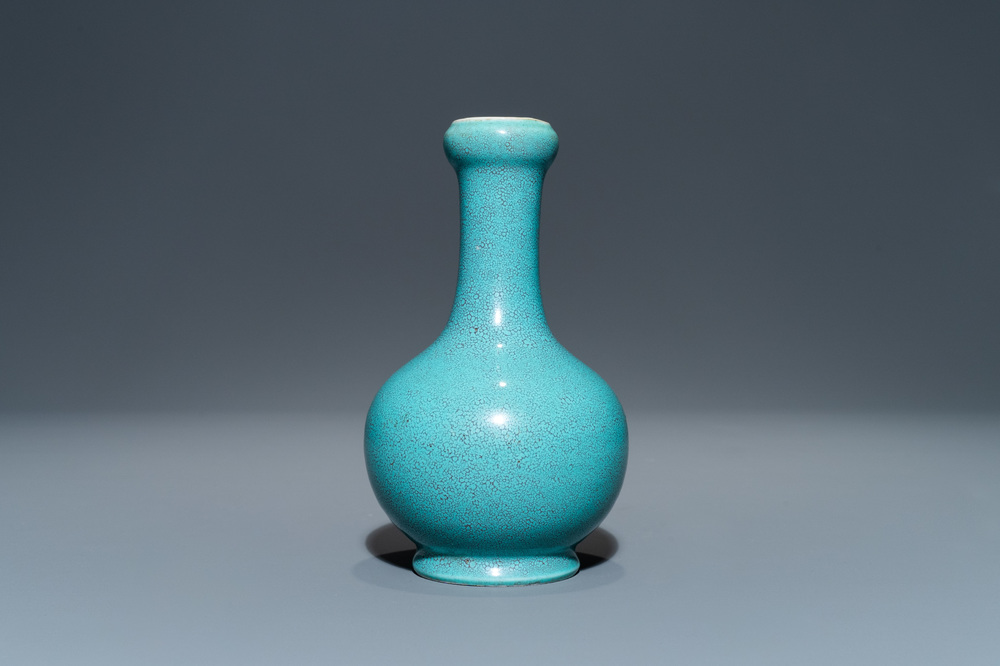 A Chinese robin's egg-glazed bottle vase, Qianlong mark, 19/20th C.