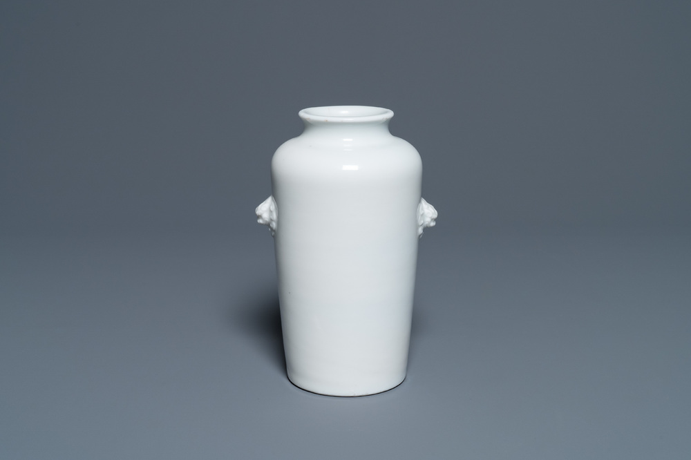 A Chinese Dehua blanc de Chine rouleau vase, Kangxi