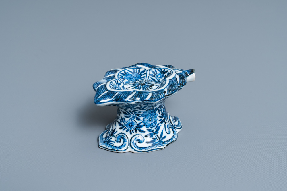 A Chinese blue and white salt after a European silver model, Kangxi