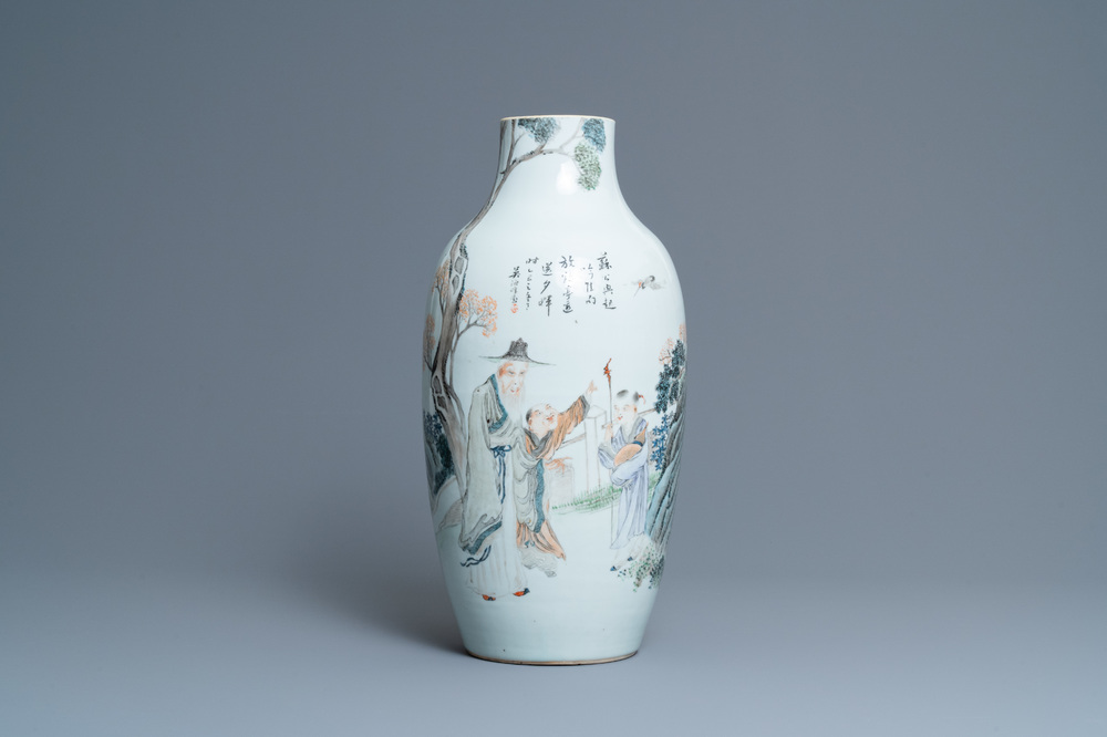 Een Chinese qianjiang cai vaas, 19e eeuw