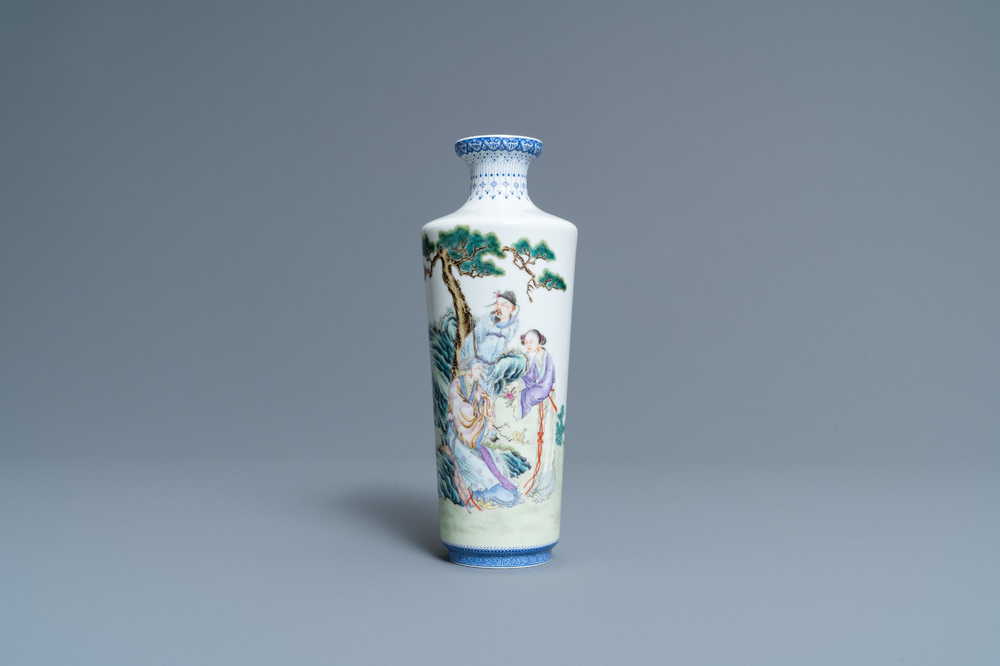 A Chinese famille rose rouleau vase, Qianlong mark, Republic