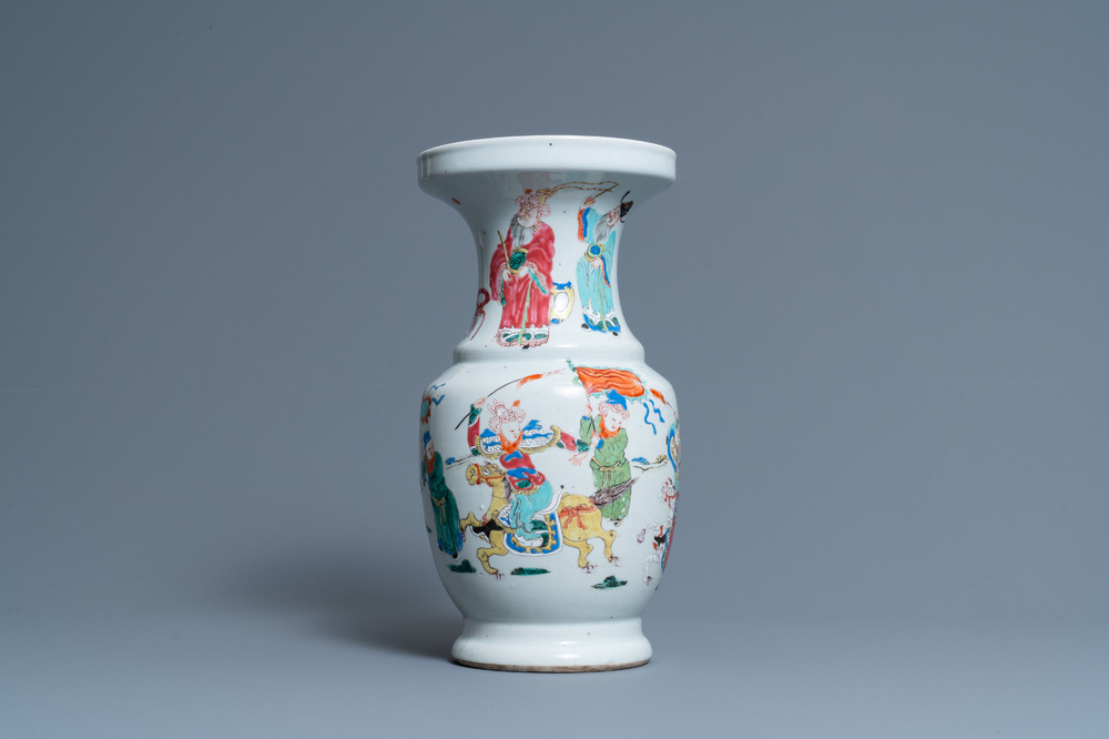 A Chinese famille rose 'horseriders' vase, Yongzheng