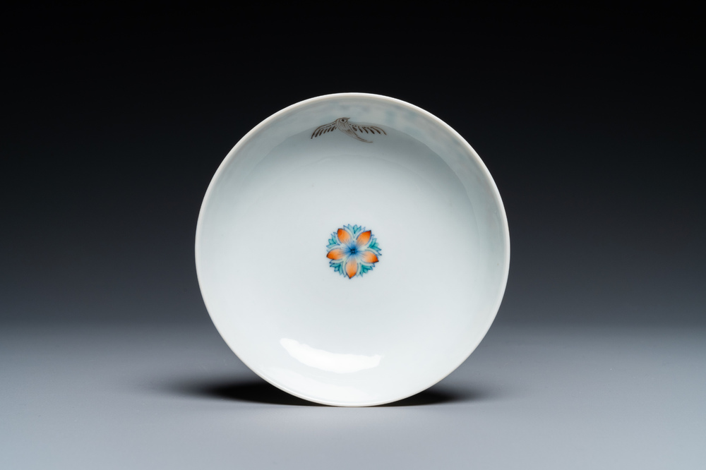 A Chinese doucai saucer, Yongzheng mark, 19/20th C.