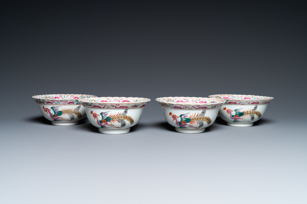 Four Chinese famille rose bowls for the Straits or Peranakan market, 19th C.